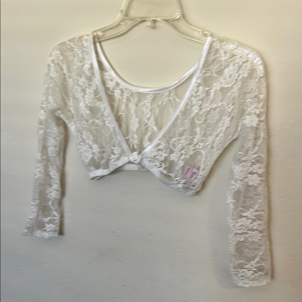 White Lace Cropped Cardigan